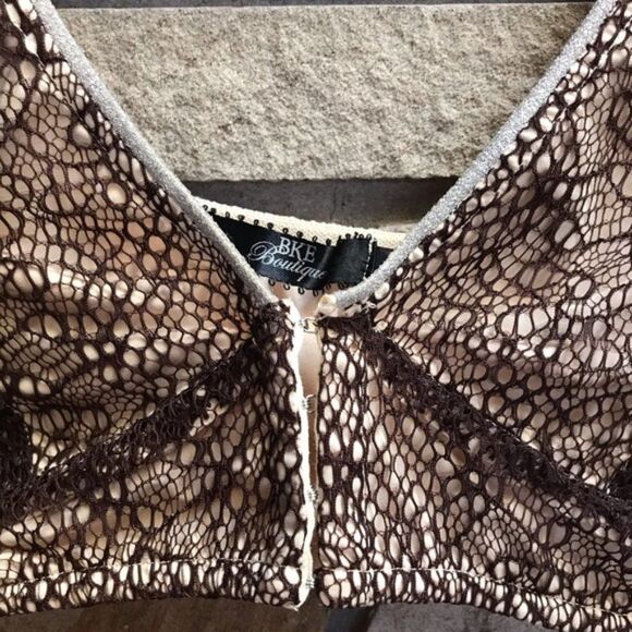 BKE Boutique Lace Bralette Tan Brown Small western - Picture 4 of 8